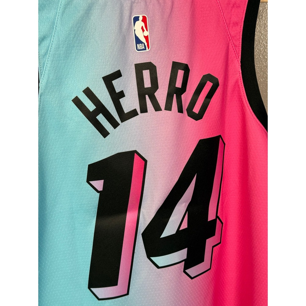 Nike Miami Heat Tyler Herro 14 Vice City Jersey Pink Blue CN1741-690 Mens M - Picture 6 of 12